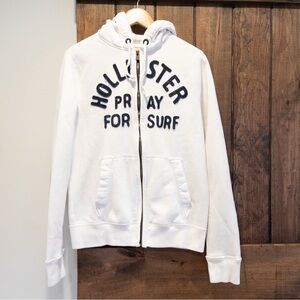 Hollister Y2K 2000's Pray for Surf Thermal Hood Zip Up Hoodie Sweatshirt Medium